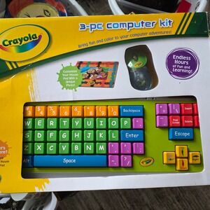 Crayola 3pc Computer Set Kids Jumbo Keyboard Water Mouse Pad Set 2009 Sakar NIB